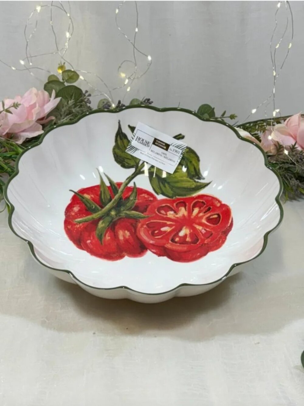 House & Garden Melamine Tomatoes RARE 12" Round Salad Serving Bowl New